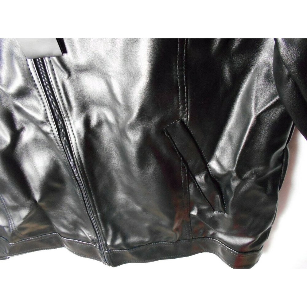 **R ROSSO BLACK & GOLD** Men's Black Leather Jacket Size 2XL New W/Tags - Picture 5 of 11